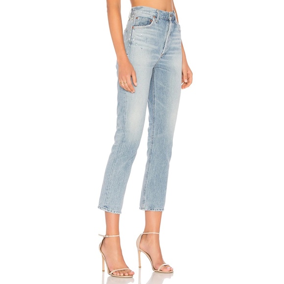 AGOLDE Riley High Rise Straight Crop Jeans in Blue Rock 26 - Picture 2 of 7